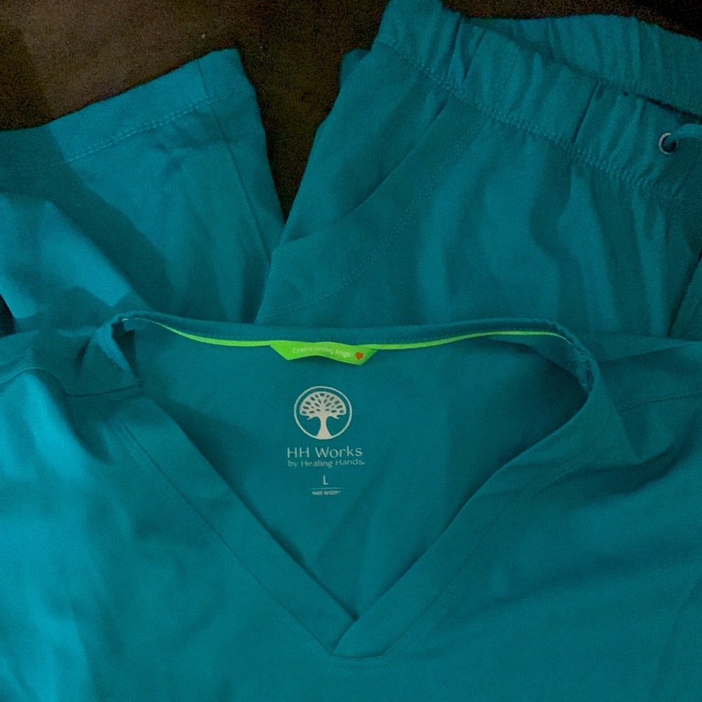 Teal HH works by healing hands scrubs. Washed, never worn